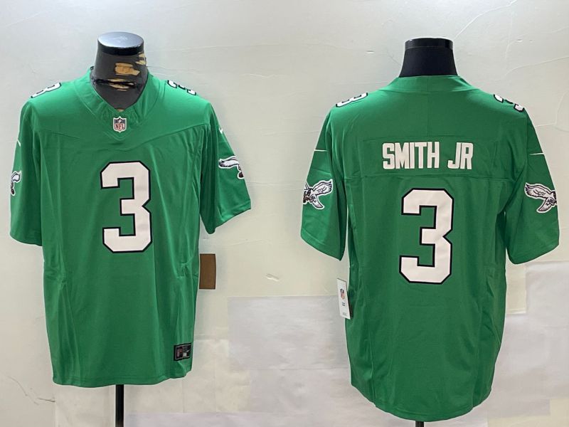 Men Philadelphia Eagles #3 Smith jr Green Throwback 2024 Nike Vapor Limited NFL Jersey style 1->philadelphia eagles->NFL Jersey